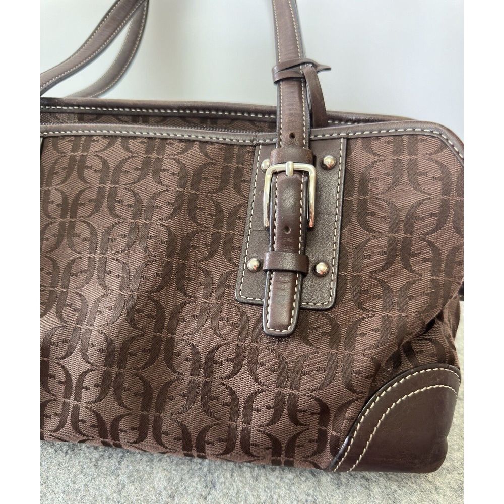 Fossil Modern Vintage Canvas Dark Brown Purse Double Handle - Picture 9 of 9